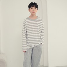 CocoDream 兒童簡約條紋長袖睡衣上衣+褲子套裝