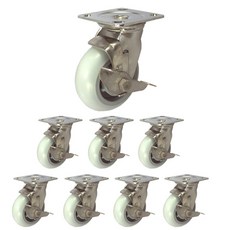 MASTER. S 不銹鋼腳輪 127mm 重型不銹鋼 靜音 培林 白色 平板 BK BK DS 3350 ELA-BK, 8個
