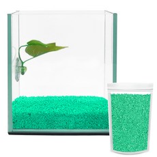 Aquatera 鬥魚玻璃魚缸 + 鬥魚床 + 彩石 1kg CH-G150, 玉色(彩石)