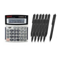 모나미 계산기 MC-101 + 볼펜 FX153 1.0mm 12p, 블랙, 1개