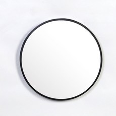 木質圓形現代壁鏡大號, 黑色的