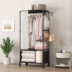 Yehome 窗簾式系統層架 基本款衣架, 黑色