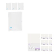 ECO Chungwoon 多色拉鍊PP文件夾 A4 4入+多色L型文件夾 10入, 透明度, 1套