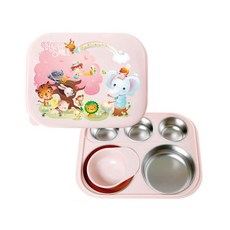 태림유아월드 밀폐형 유아식판세트, 핑키, 식판 + 뚜껑, 1개