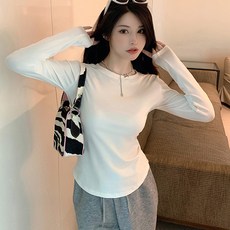 루나걸 여성용 세이브 슬림핏 긴팔 티셔츠