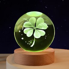 연하 6cm 크리스탈구 감성조명 색변환 무드등 + 선물포장, 네잎클로버