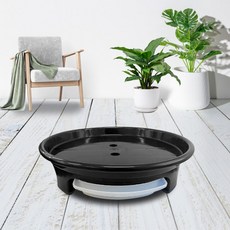 화분월드 화분받침대 고정식 원형 모던베이직, 반타 블랙, 1개
