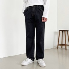 제이에이치스타일 남성용 핀턱 히든 스판 와이드 청바지 INROK574