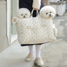 babisyoung 寵物Aube Bag車用座椅外出包, 1個, 白色 + 藍色