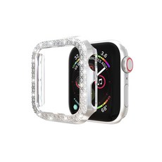 헬로젬 애플워치 더블라인 큐빅 케이스 45mm, 실버