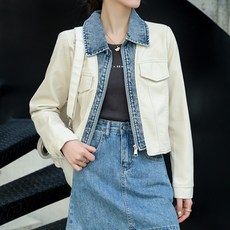 페이릿 여성용 카라 포인트 레더 자켓