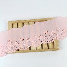 아이엔피 파인코튼 리본 면 자수 레이스 10 x 180 cm, 라이트핑크, 1개