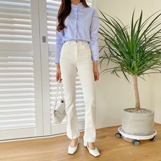 Lindashop 女款翻領條紋荷葉邊襯衫 cpnb2306k2b