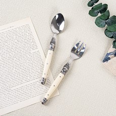 LAGUIOLE 拉吉爾 茶匙 + 叉子組 象牙白