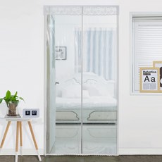 dashop 魔鬼氈黏貼式 門/玄關用 一體式磁吸EVA透明防風塑膠膜 白色, 1個