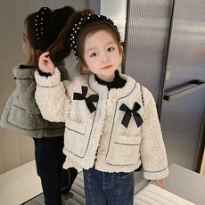 ABF 兒童無領蝴蝶結飾邊夾克