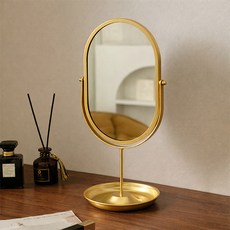 Mirnoa 託盤兩用室內裝飾金屬桌鏡 927 MMM3387, 金色