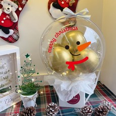 LOVELY FARM LED聖誕魔術氣球 + 壓克力樹套組, 1 雪人 + 4金色