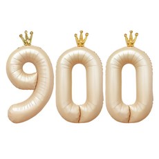 joyparty 生日派對皇冠數字氣球 大型 93cm 900, 1個, 拿鐵色
