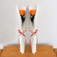 아스파시아 플르 장미 메시지 비누꽃 한송이 꽃다발 오늘은 축하하고 내일은 응원할게, 오렌지, 2개