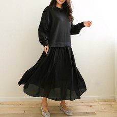 비나인 피리브 맨투맨 쉬폰 원피스