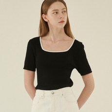 210 edit 女款方領修身羅紋短袖針織衫 ZE2SW643