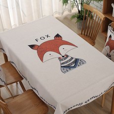 手繪狐狸插畫印花桌布 A_RD_818, 單一顏色, 100 x 140 cm, 1個