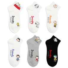 Sockspop 史努比與朋友們女款襪子 6雙組