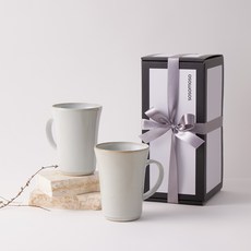 소소모소 단 머그컵 2p 선물세트, 지백색 화이트, 1세트