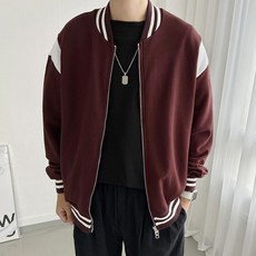 Meositta 男款肩部麂皮拼接棒球外套