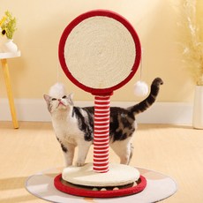 둥둥펫 고양이 막대사탕 기둥 스크래쳐 트랙볼, 레드, 1개