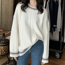 피어니스트 여성용 프레피 패션 루즈 니트