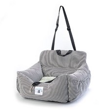 몬스펫 반려동물 차량용 여행 폭신 쿠션 카시트, 얇은 스프라이프 블랙, 1개