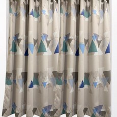 J&N 三角印花遮光拉摺窗簾, 藍色