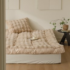 Homesliving 貂皮絨泡泡超細纖維雙面床墊, 摩卡