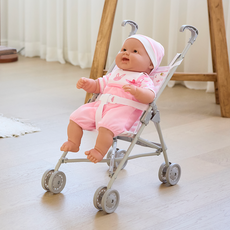 Berenguer 請抱抱我 短袖娃娃 50公分棉花身體 + 便攜式嬰兒車套裝, 1套, 粉紅色