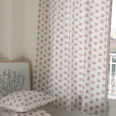 ANDCOTTON 花朵小窗遮光窗簾 玫瑰花, 淡藍色