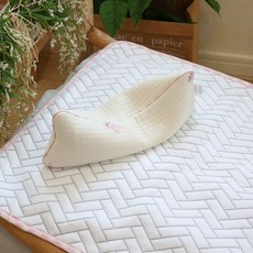 화모 유아용 프리미엄 거즈자수 일체형 좁쌀베개, 핑크토끼, 1개