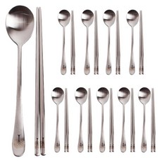 韓一不鏽鋼 幸福樹湯匙筷子10人份組, 1組, 勺子 10p + 筷子 10p, 銀色