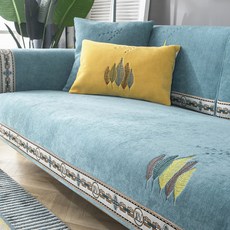 Alleophom 北歐葉子印花沙發套, 土耳其藍