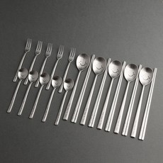 Inspoon Chalititi Wink Combi 餐具組, 銀色, 湯匙 5p + 筷子 5p + 茶匙 5p + 茶叉 5p, 1個