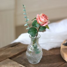 조화 빈티지 장미 + 엔틱 화병 세트, 핑크(장미), 1세트
