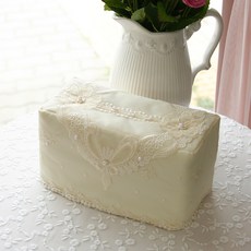 ANDCOTTON Royal Bibian蕾絲面紙盒, 象牙白