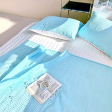 Lucidsleep 涼爽蓬鬆 海洋泡泡紗 夏季肚圍被 毯子 午睡毯 2入, 薄荷綠