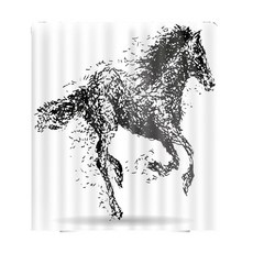 홀스 일러스트 샤워커튼 A_RD_272, 1개