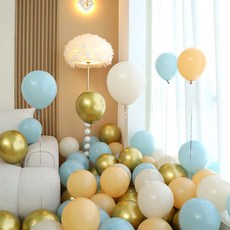 P&B UNITY 氣球 50入組 藍色, 05 冰藍色與金色 4色混合, 1套