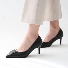 dangolunni 女款Amie方扣裝飾尖頭細跟高跟鞋 7公分