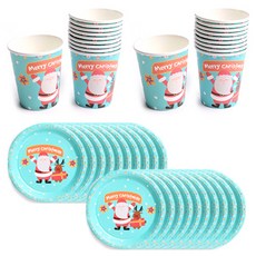 PARTYHAE 聖誕節派對盤 聖誕老人 18cm x 20入 + 派對杯 x 20入, 1套