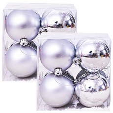 PARTYHAE 綜合球聖誕樹裝飾組 8入 x 2組, 銀色