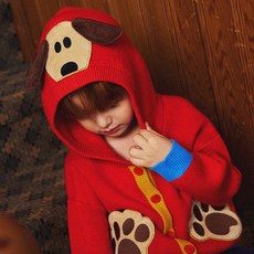 minidou 兒童臘腸狗連帽開襟衫